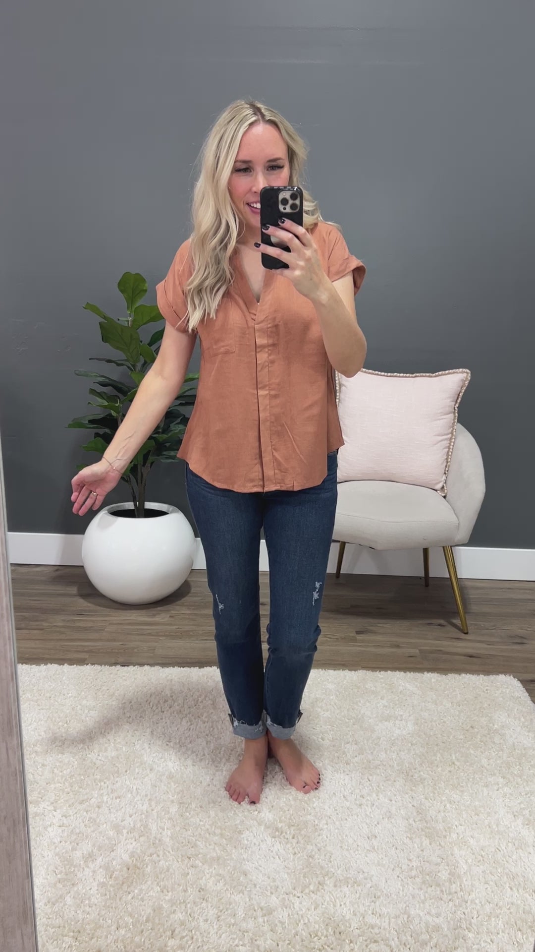 Indie Button Back Top - Sienna