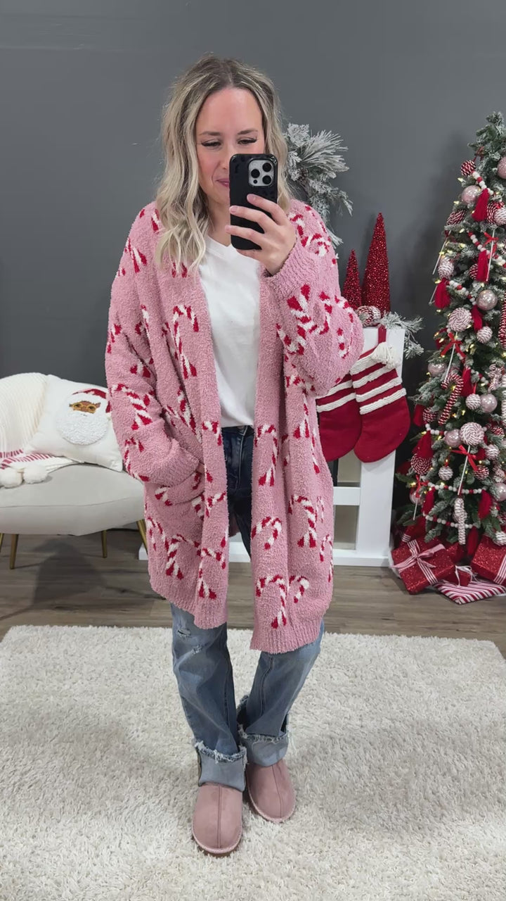 NEW! Christmas Cloud Open Cardigan - Candy Cane Blakeley