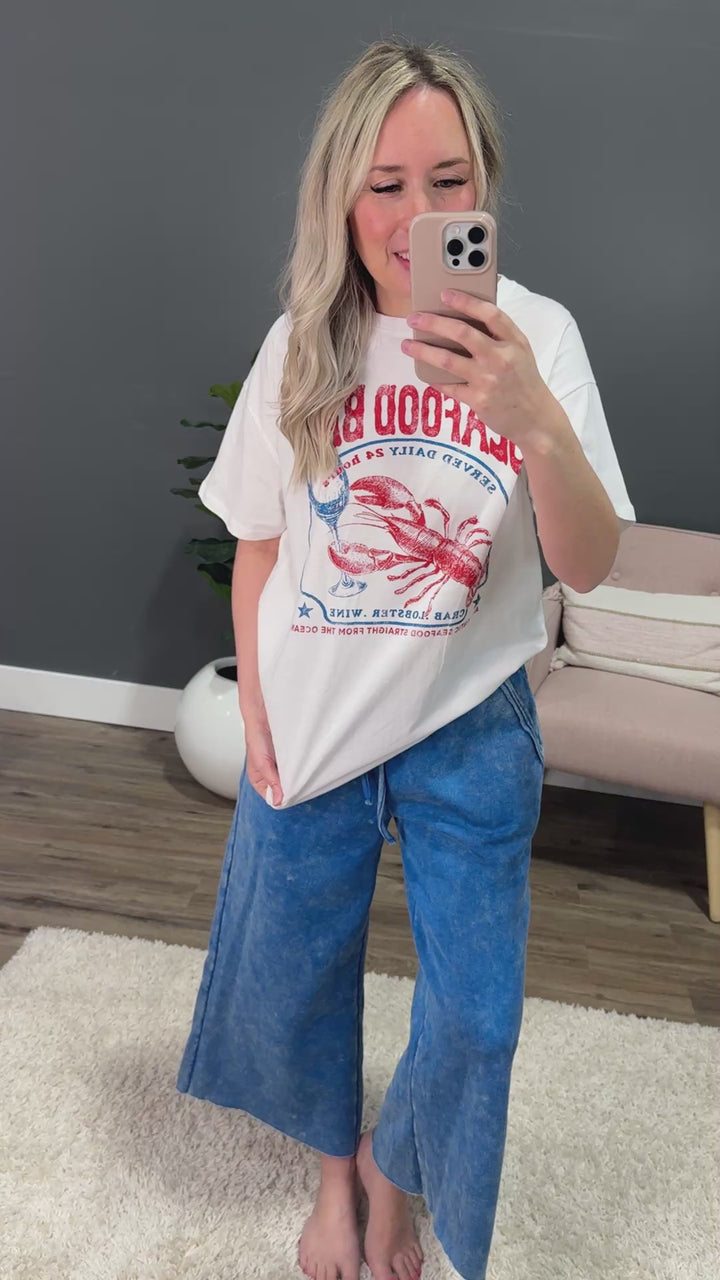 Seafood Bar Oversized Tee - White SALE Tres Bien