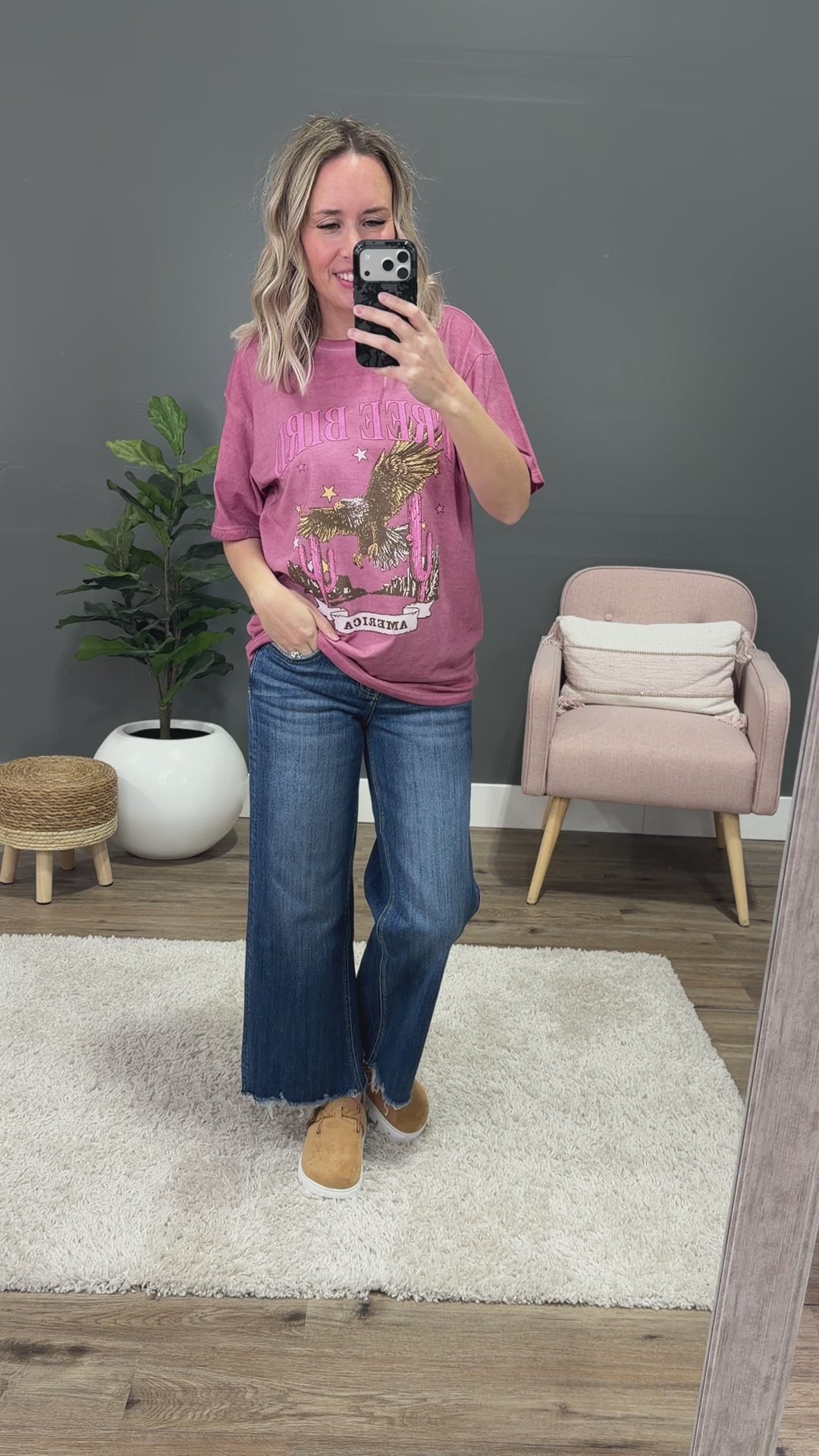 NEW! Free Bird Plum Mineral Wash Tee Zutter