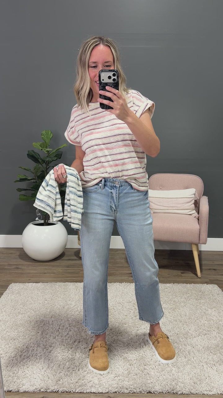 NEW! Alicia Striped Slub Knit Top - Jade