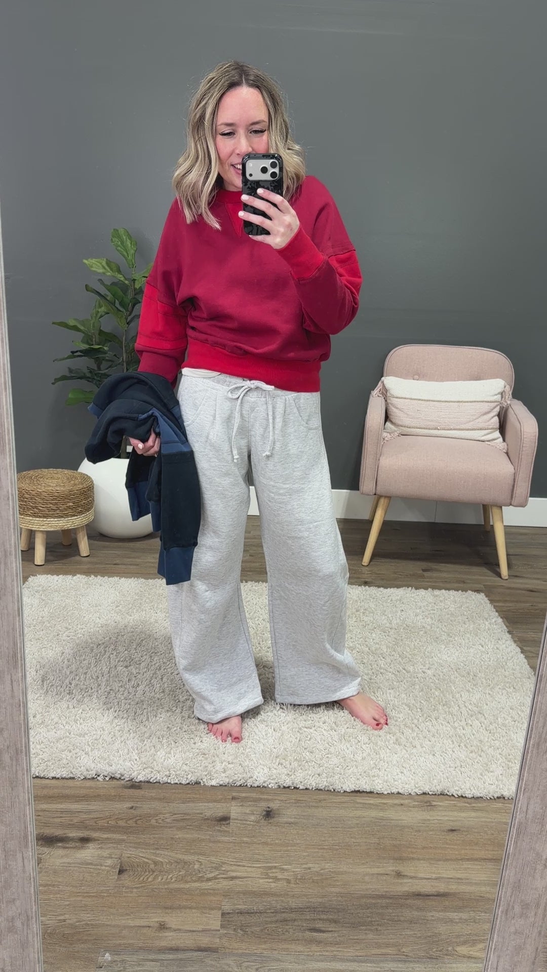 NEW! Mono B Varsity Color Block Fleece Crewneck - Deep Navy Mono B