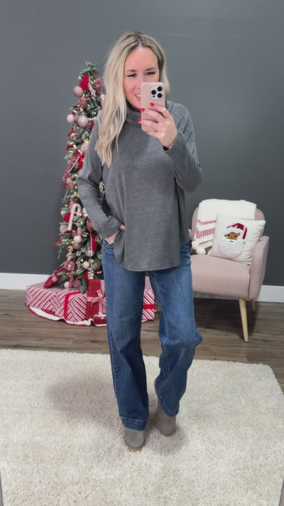 NEW! Jana Ribbed Turtleneck Top - Charcoal Sew In Love