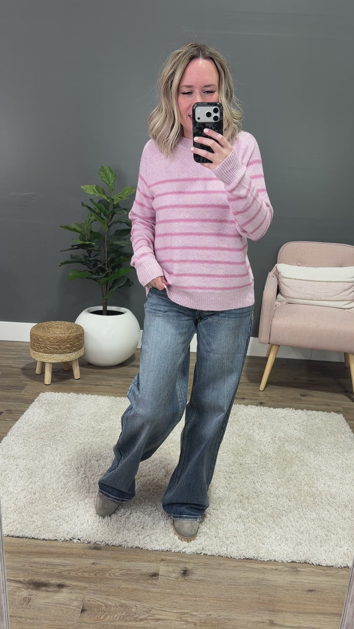 NEW! Angelina Striped Sweater - Pink Staccato