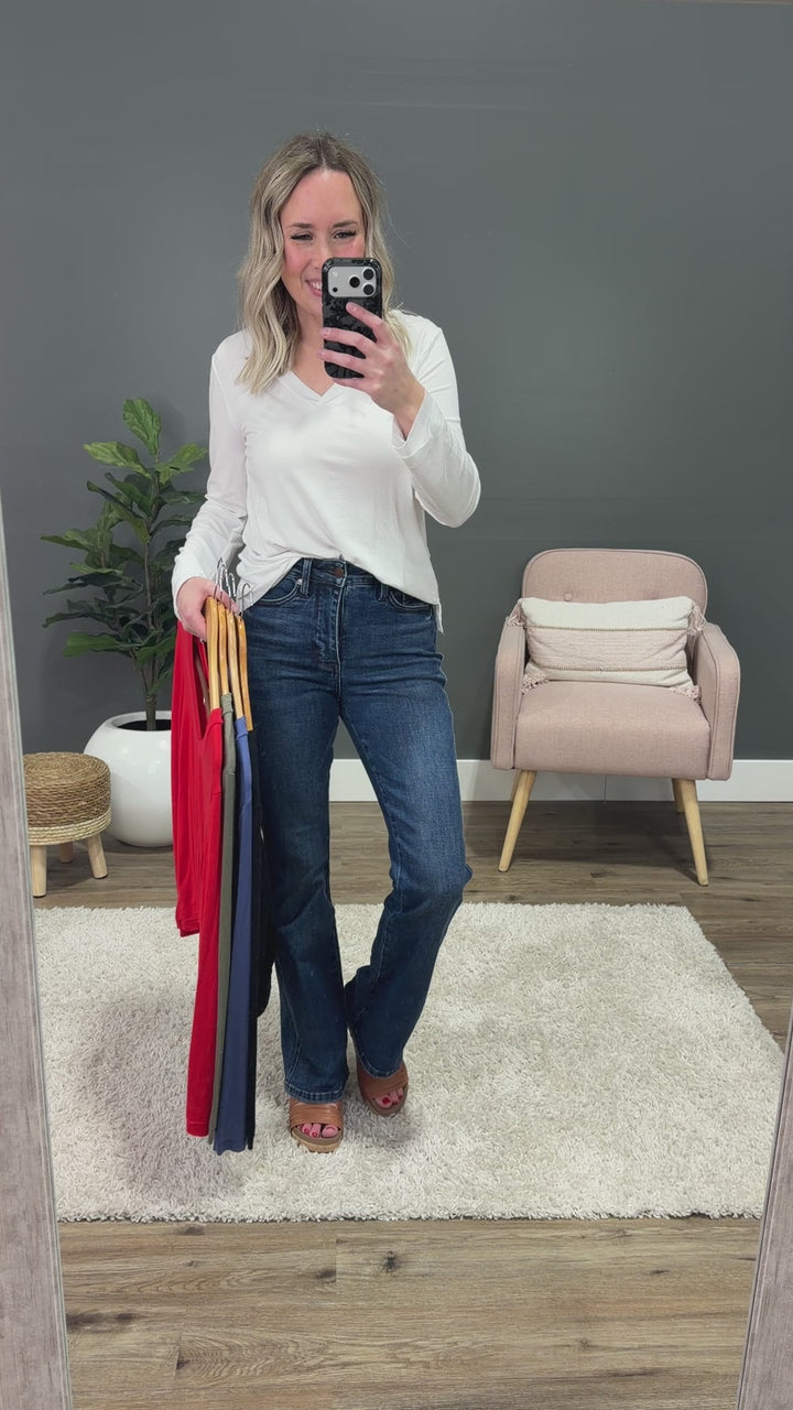 NEW! Bethany Cut Edge V Neck Top - Red Sew In Love