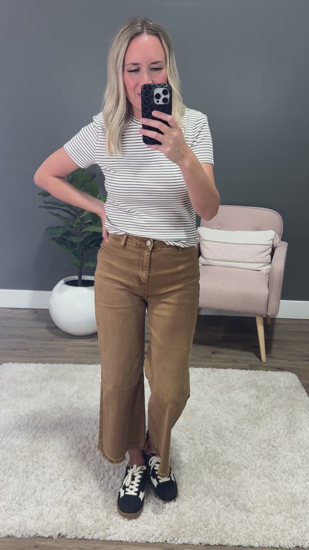 Shauna Striped Short Sleeve Top - Cream & Black Thread & Supply