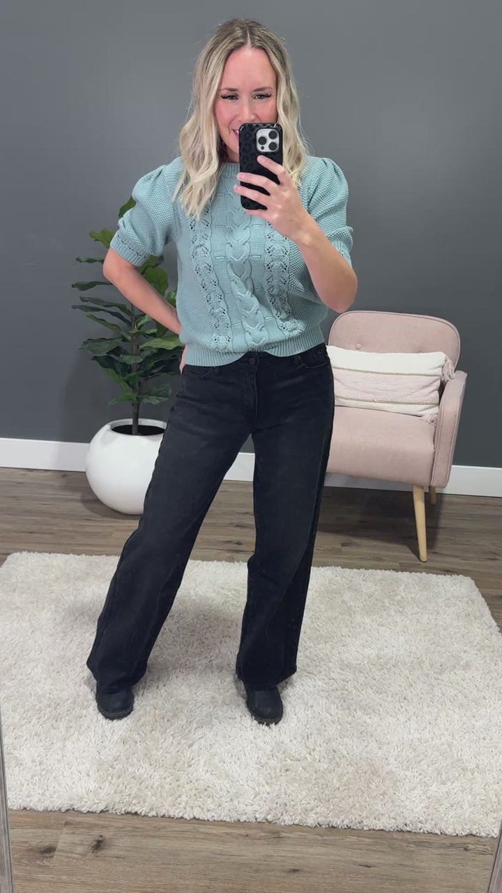 KanCan Flaunt It Non Distressed Wide Leg Jeans - Black KanCan