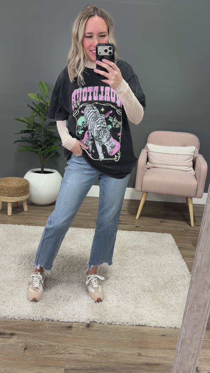 NEW! World Tour Tiger Black Mineral Wash Tee Zutter