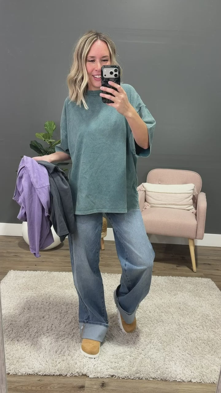 NEW! Oversized Mineral Wash Tee - Dusty Purple Double Zero