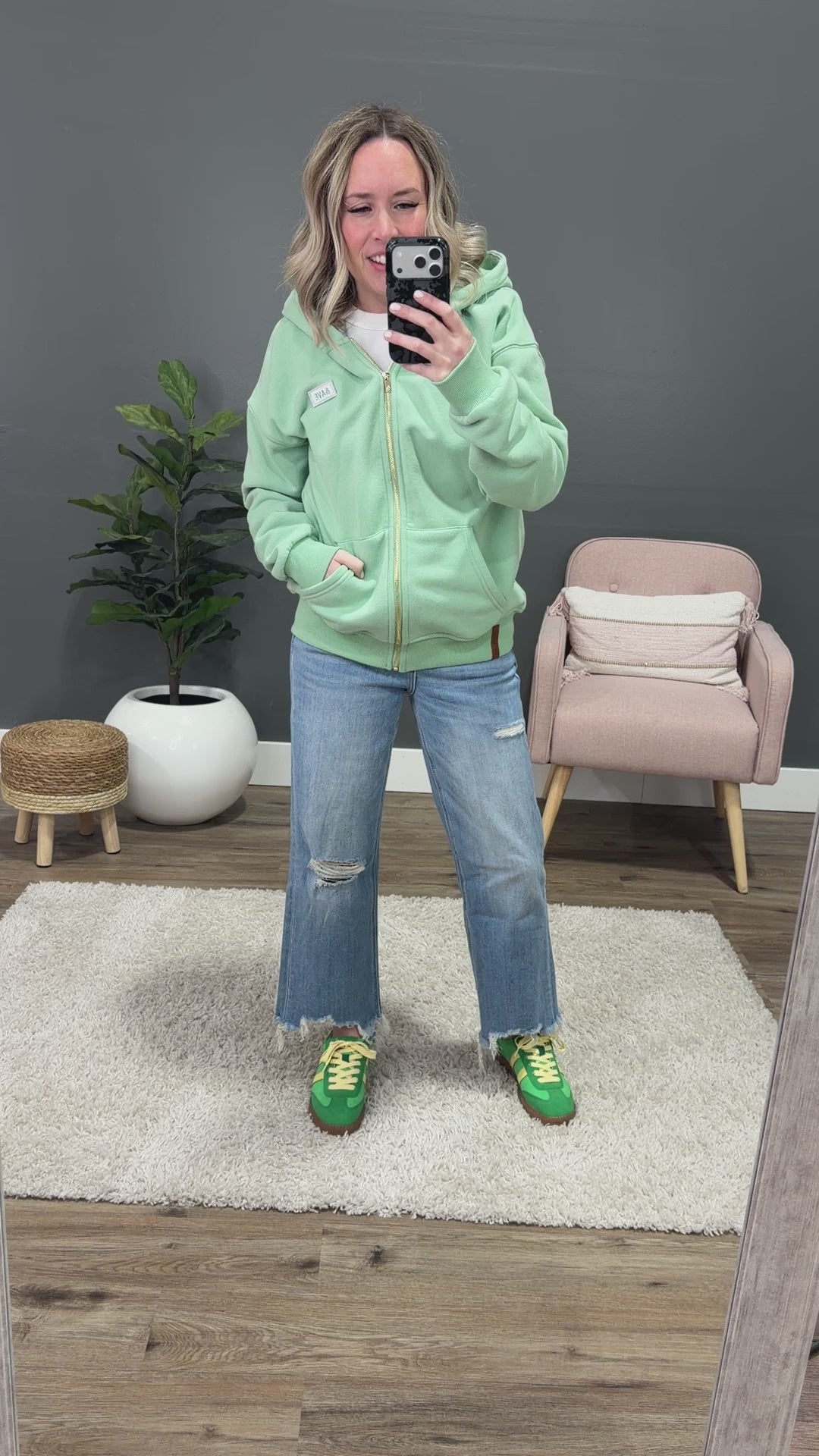 NEW! Ampersand Ave Comfort Zone FullZip Hoodie - Mint Ampersand Ave