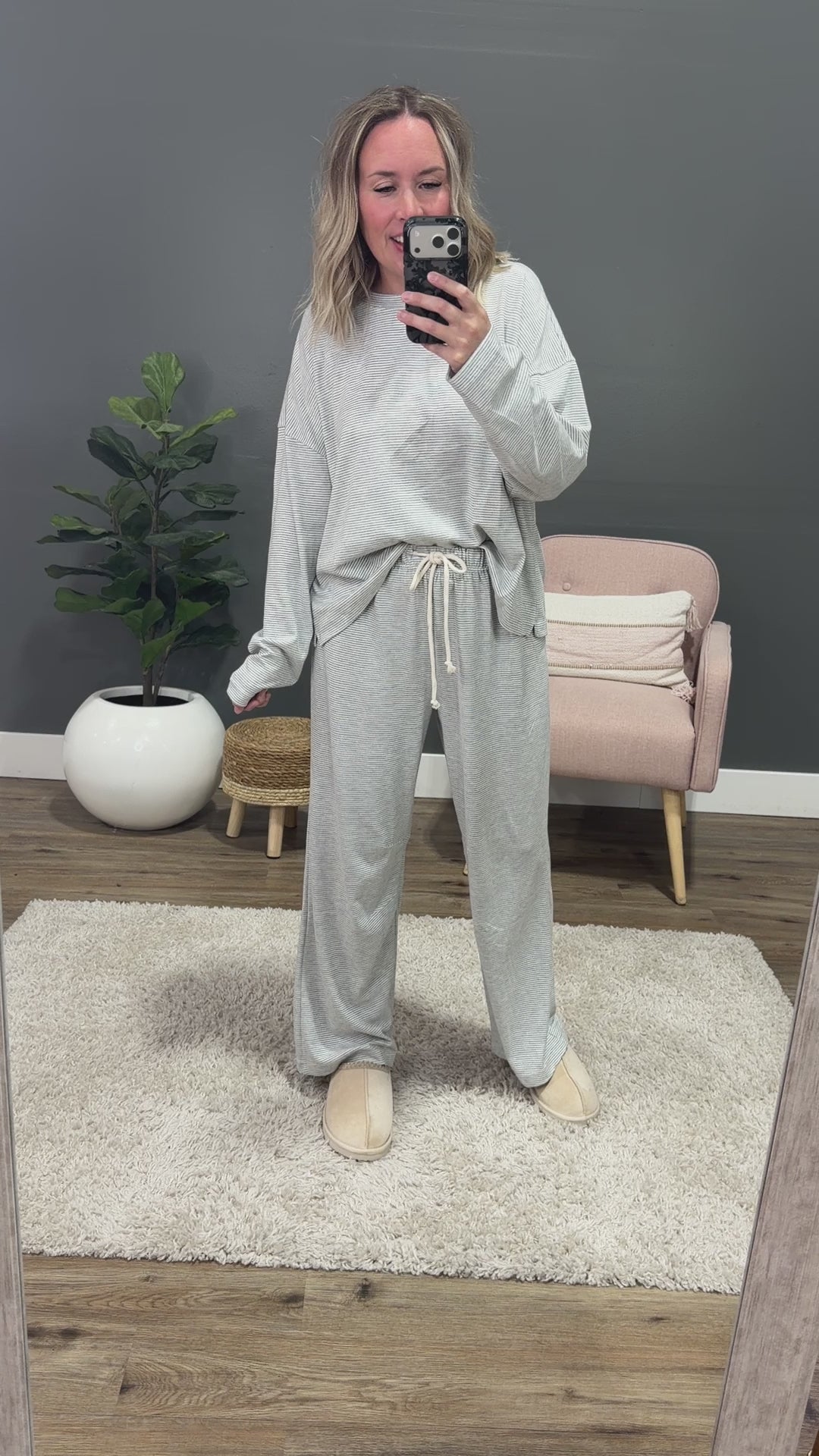 NEW! Stop Here Striped Knit Set - Heather Gray & Cream Wishlist