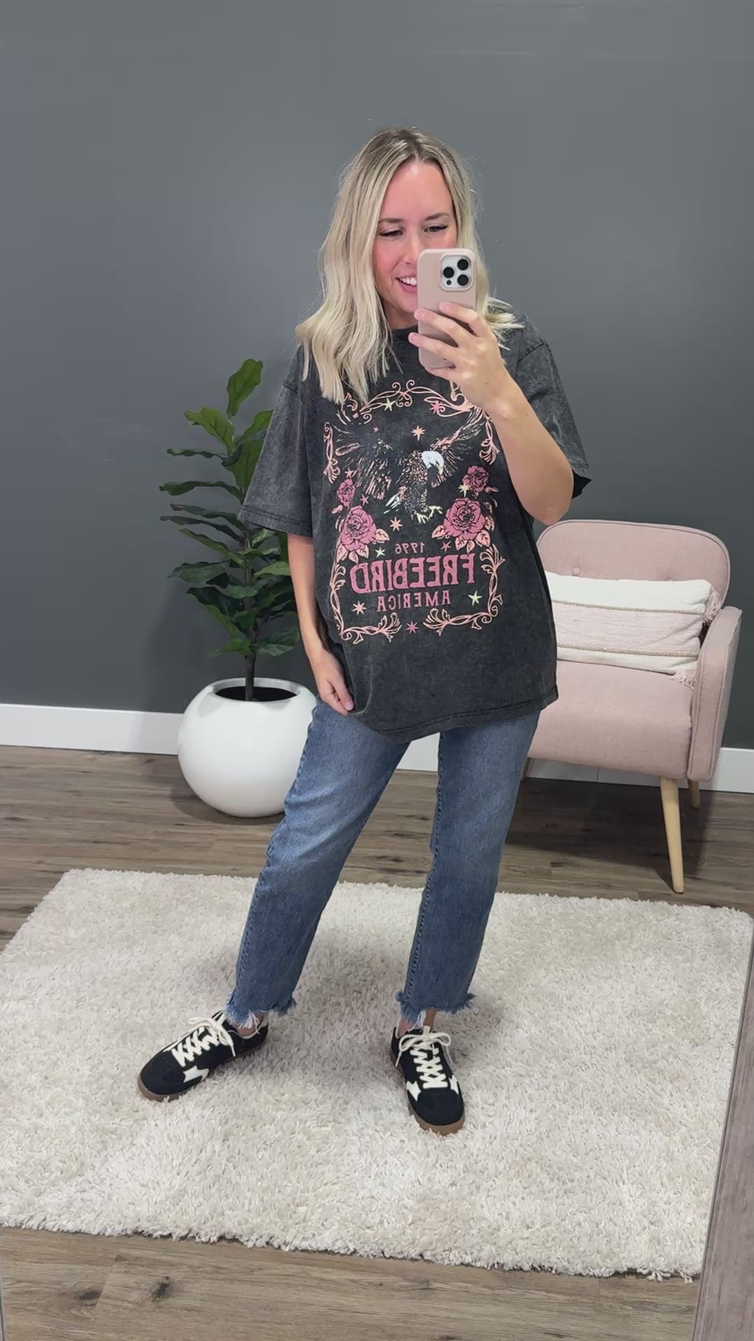 Free Bird America 1776 Black Mineral Wash Tee Zutter