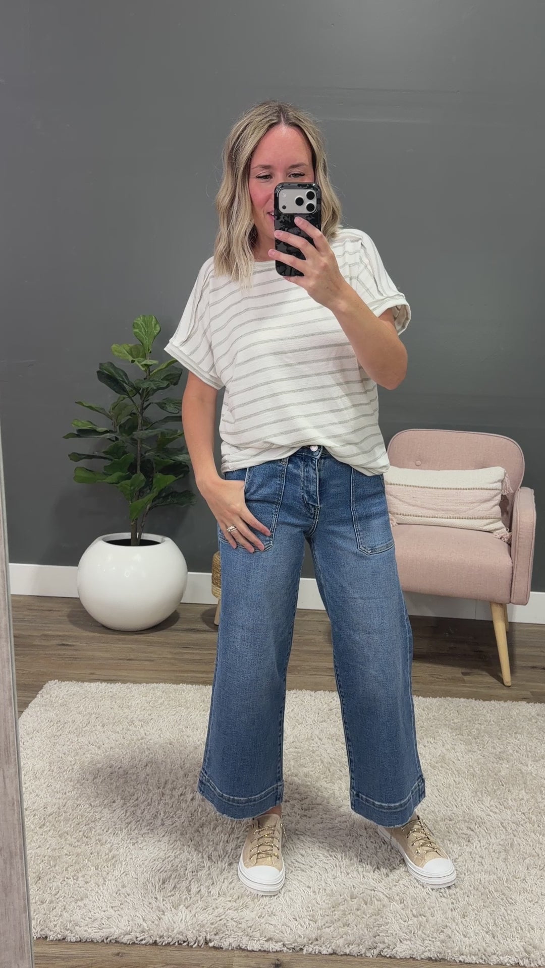 NEW! Madison Striped Top - Sage
