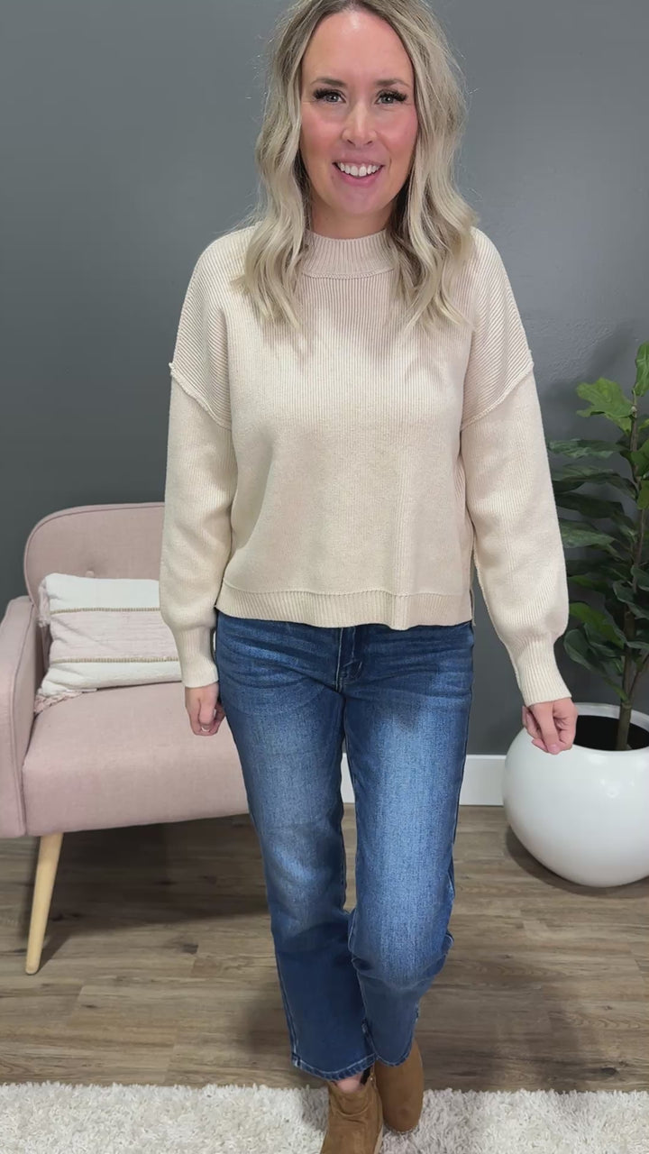Danica Ribbed Knit Sweater - Natural Be Cool