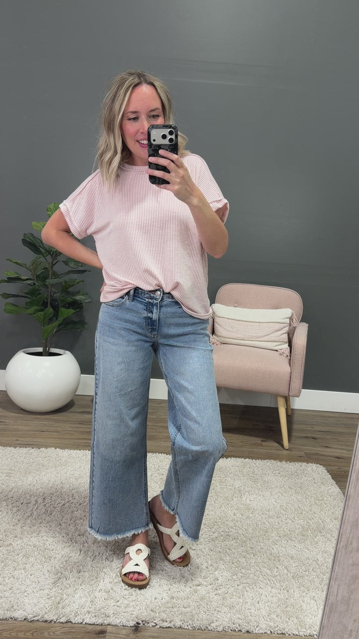 NEW! Gabby Contrast Corded Top - Pink Lovely Melody
