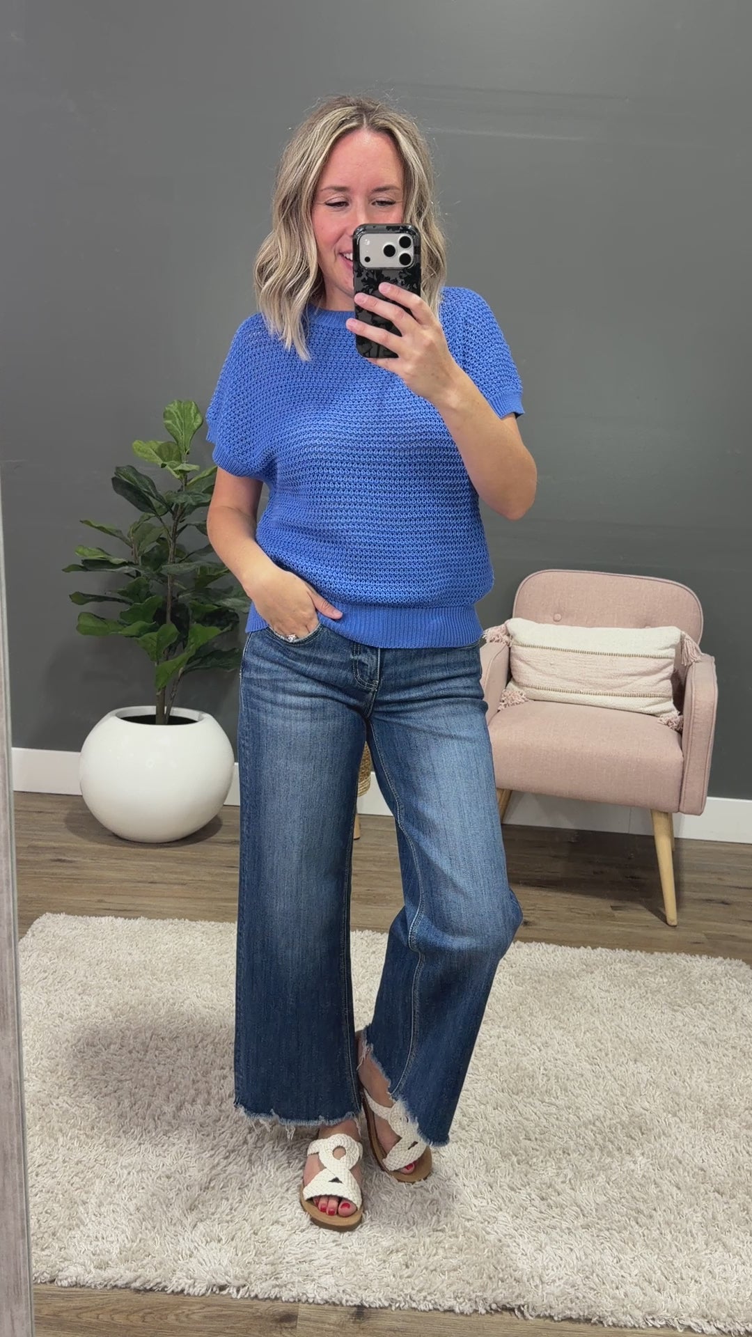 NEW! Nicole Crochet Knit Top - Royal