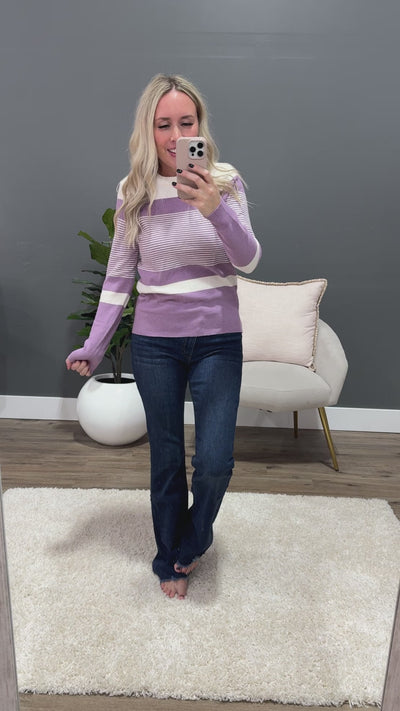 Courtney Striped Sweater - Lavender Staccato