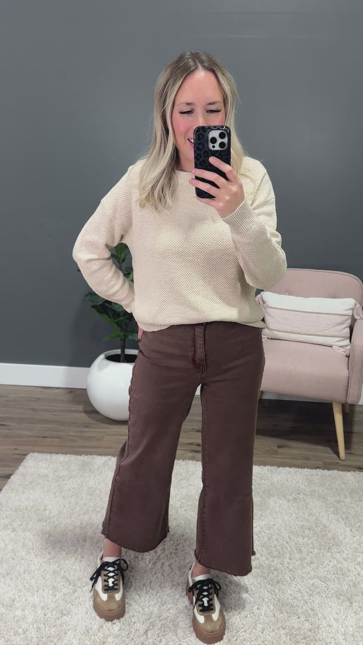 Leslie Textured Knit Sweater - Natural Be Cool