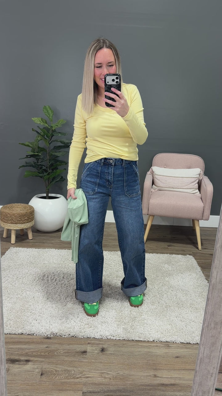 NEW! Jess Long Sleeve Knit Scoop Neck Top - Mint