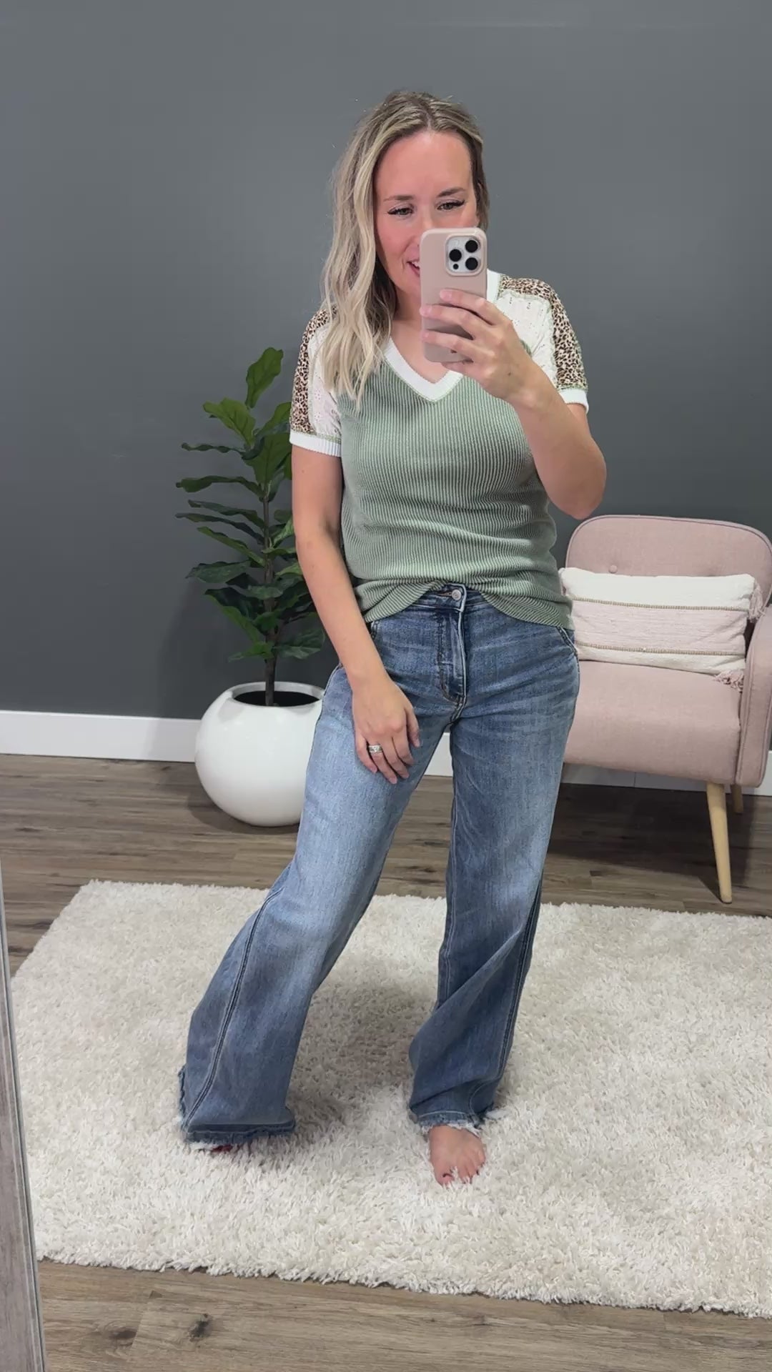 Angelica Mixed Fabric Corded Top - Light Olive 7th Ray