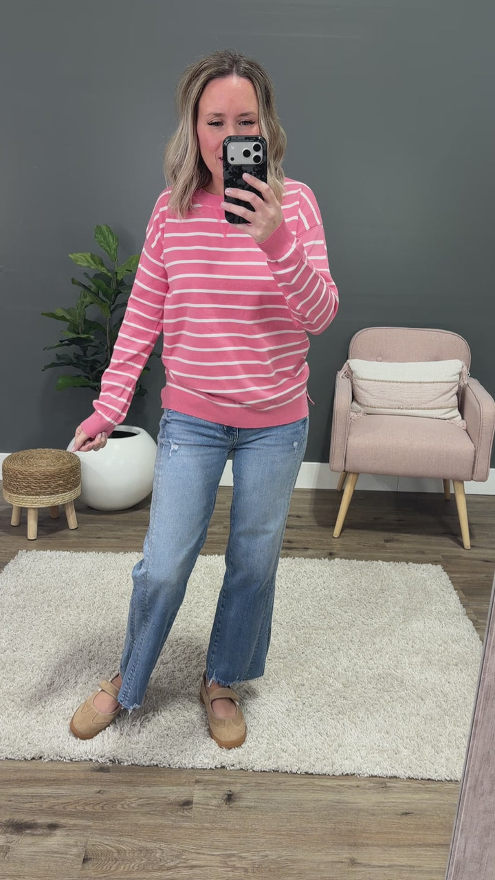 NEW! Rosie Fine Knit Striped Sweater - Pink
