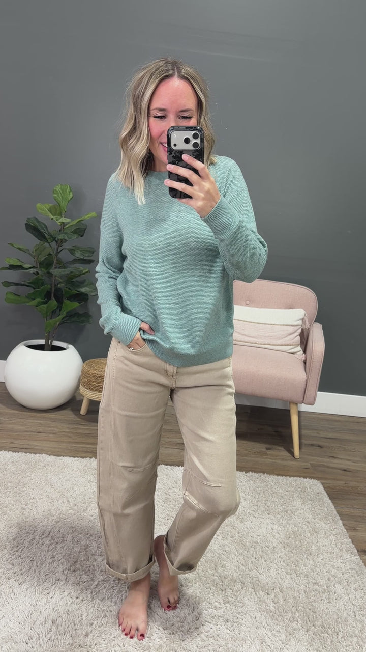 NEW! Mary Waffle Knit Sweater - Light Blue