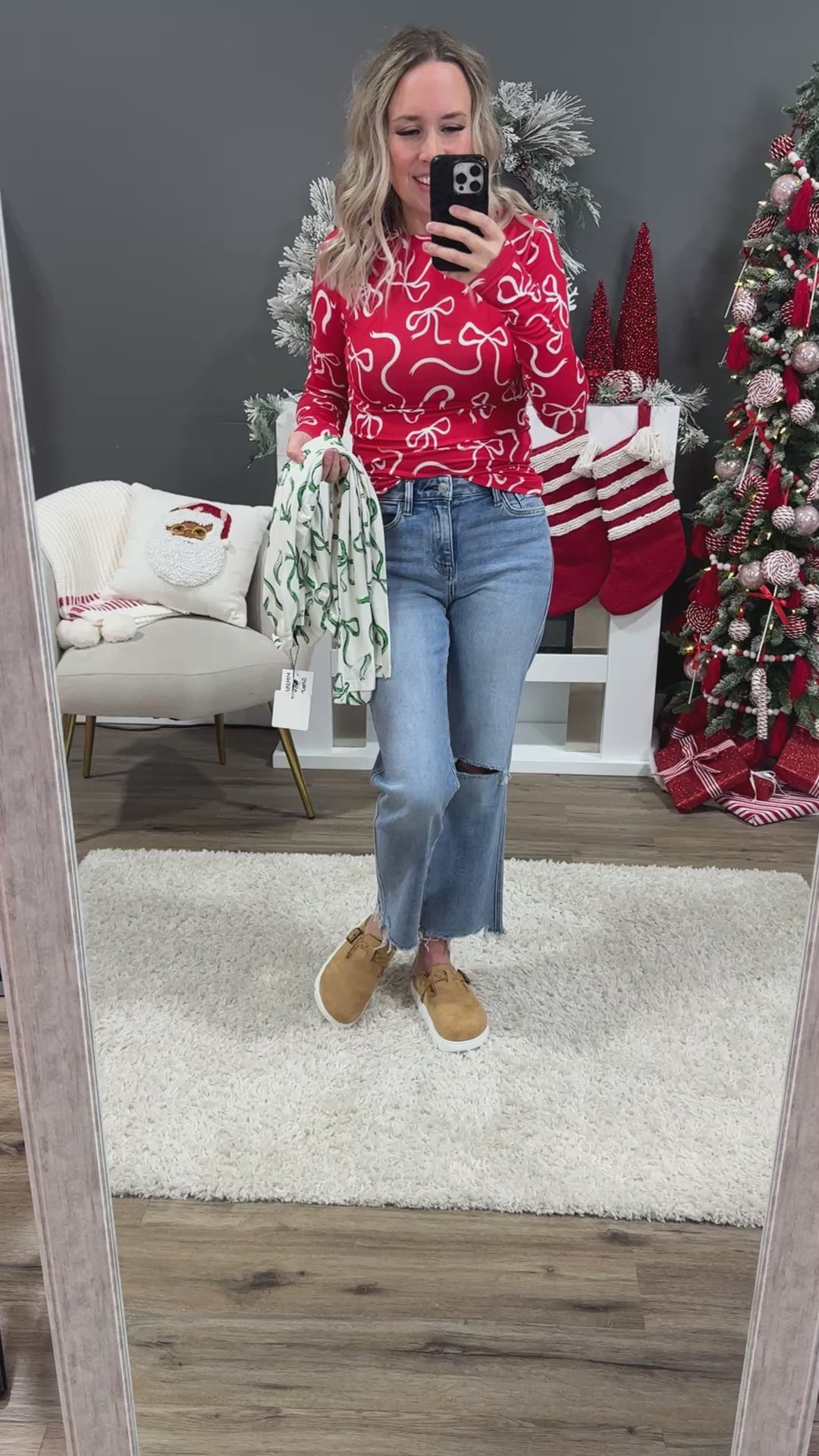 NEW! Blair Long Sleeve Top - Green Ribbons Michelle Mae