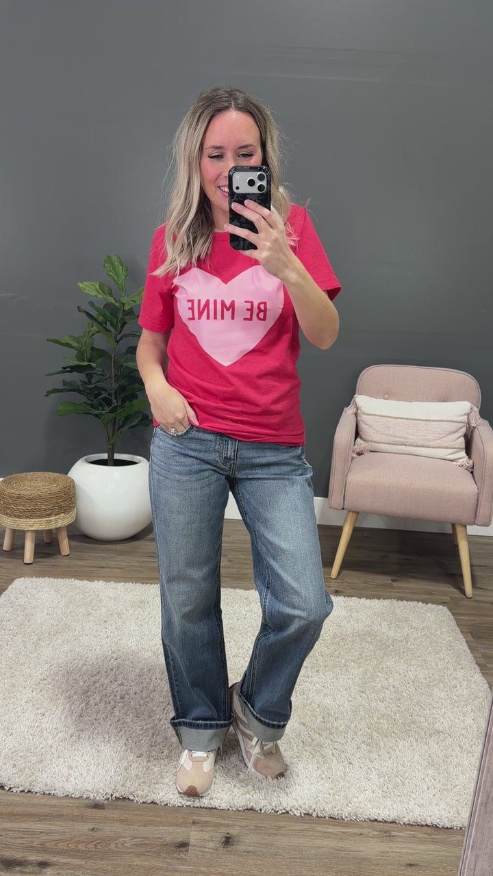 NEW! Be Mine Pink Hearts Heather Red Tee Kissed Apparel