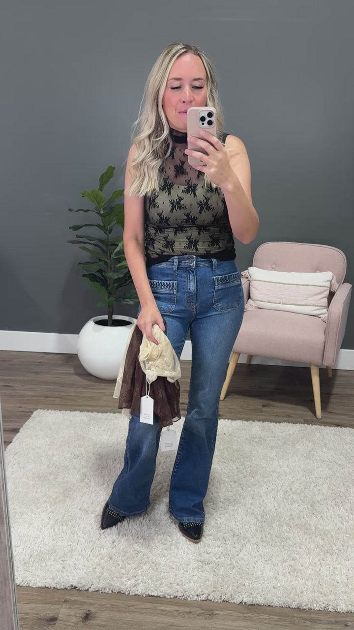 Eden Sleeveless Floral Lace Top - Black FINAL SALE Very J