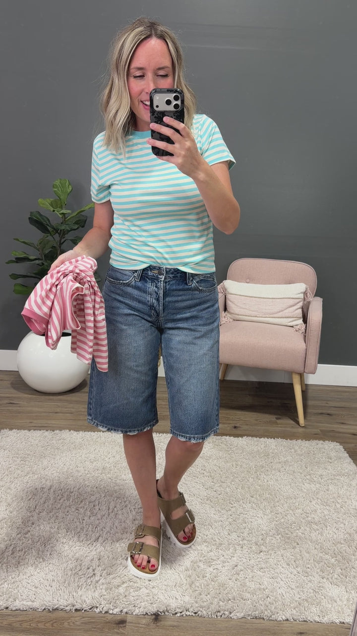 NEW! Julie Striped Knit Top - Sky Blue & Ivory