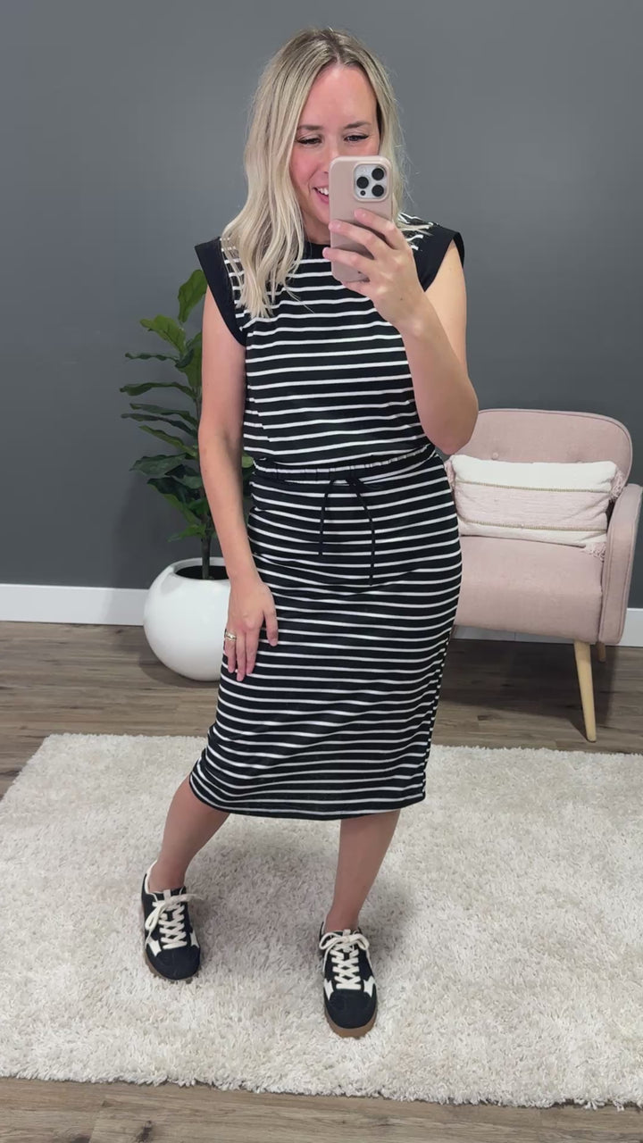 Striped Top and Skirt Set - Black & White Hyfve