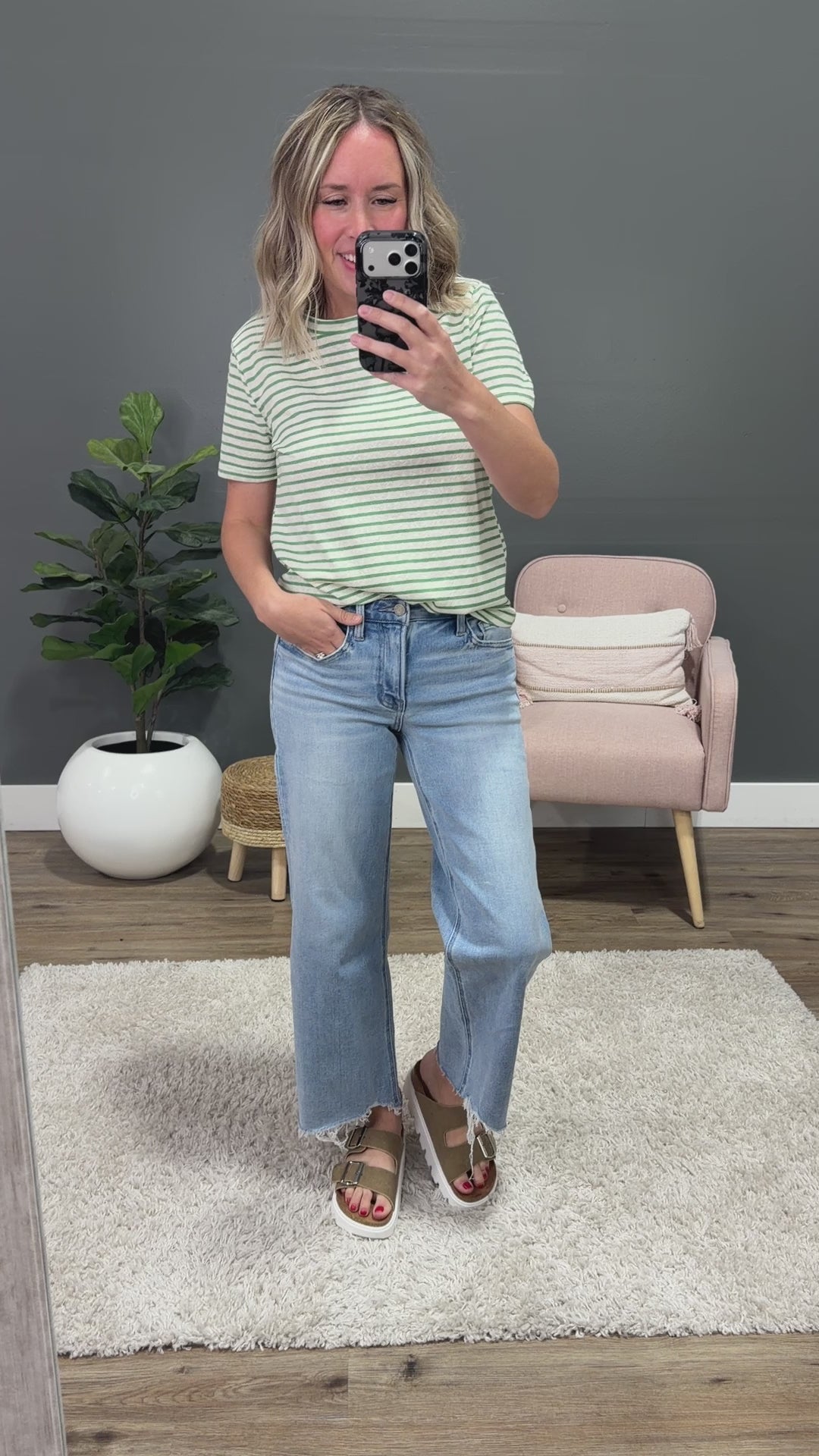 NEW! Erin Striped Slub Knit Top - Green