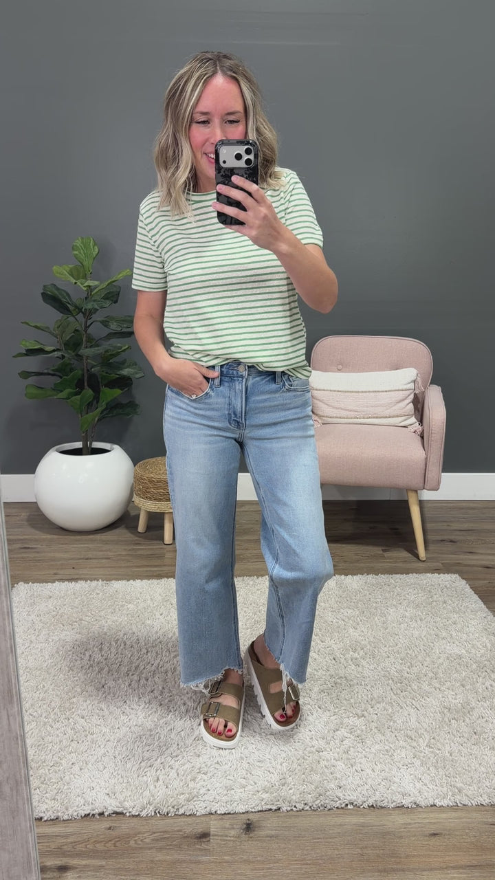 NEW! Erin Striped Slub Knit Top - Green