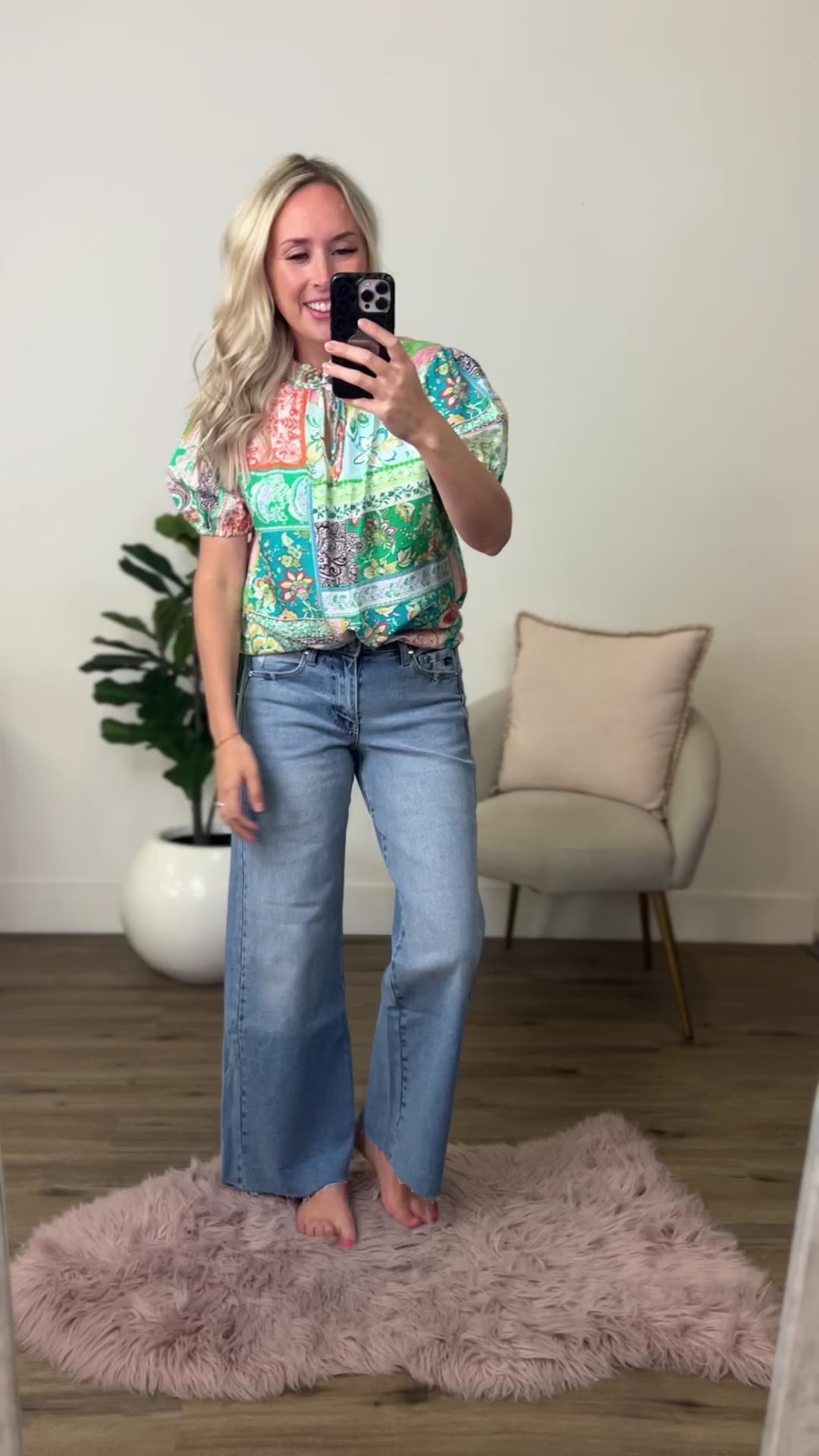 Jamie Multi Floral Top - Mint & Green FINAL SALE