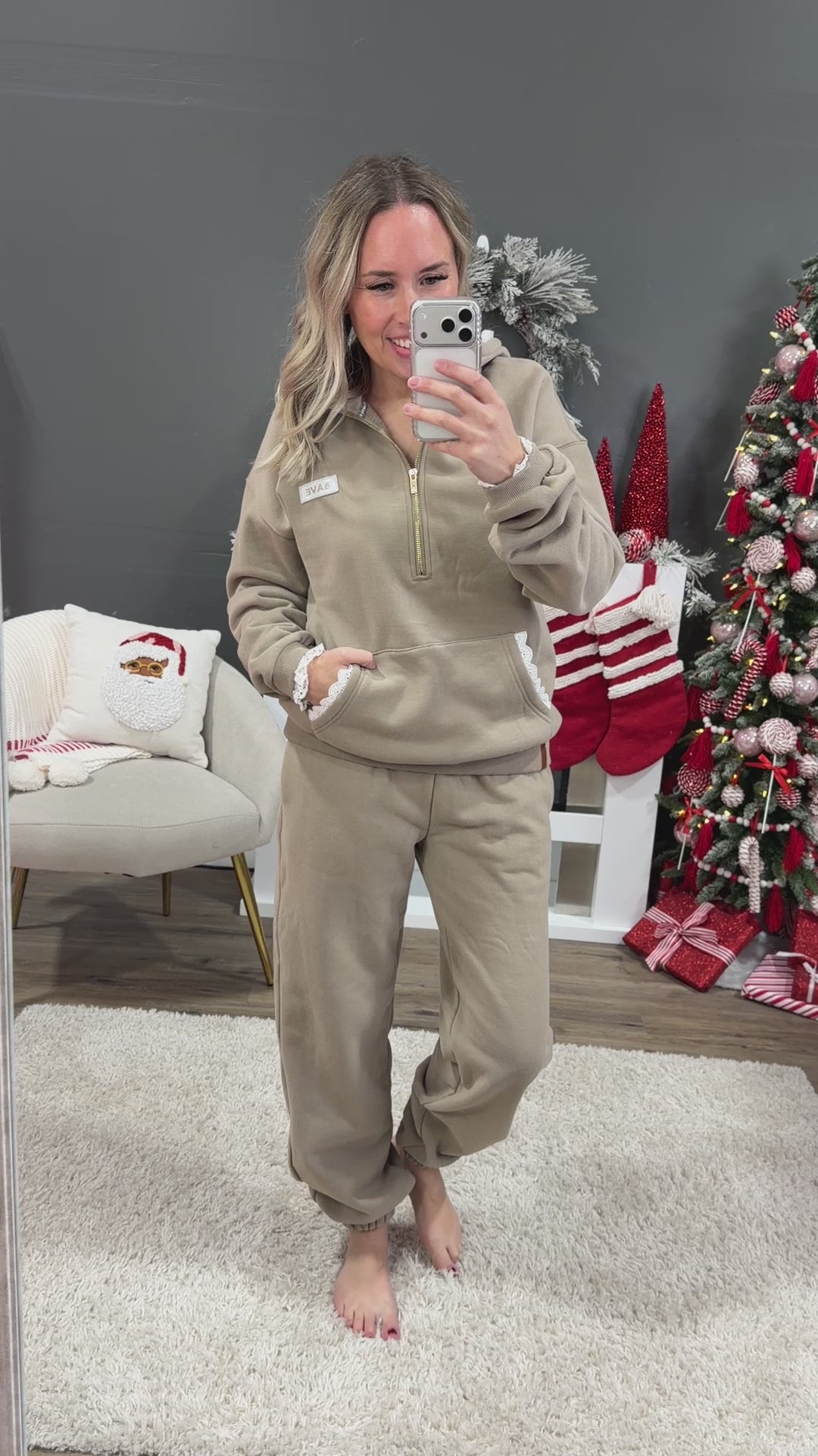 NEW! Ampersand Ave Comfort Zone HalfZip Hoodie - Mocha Lace