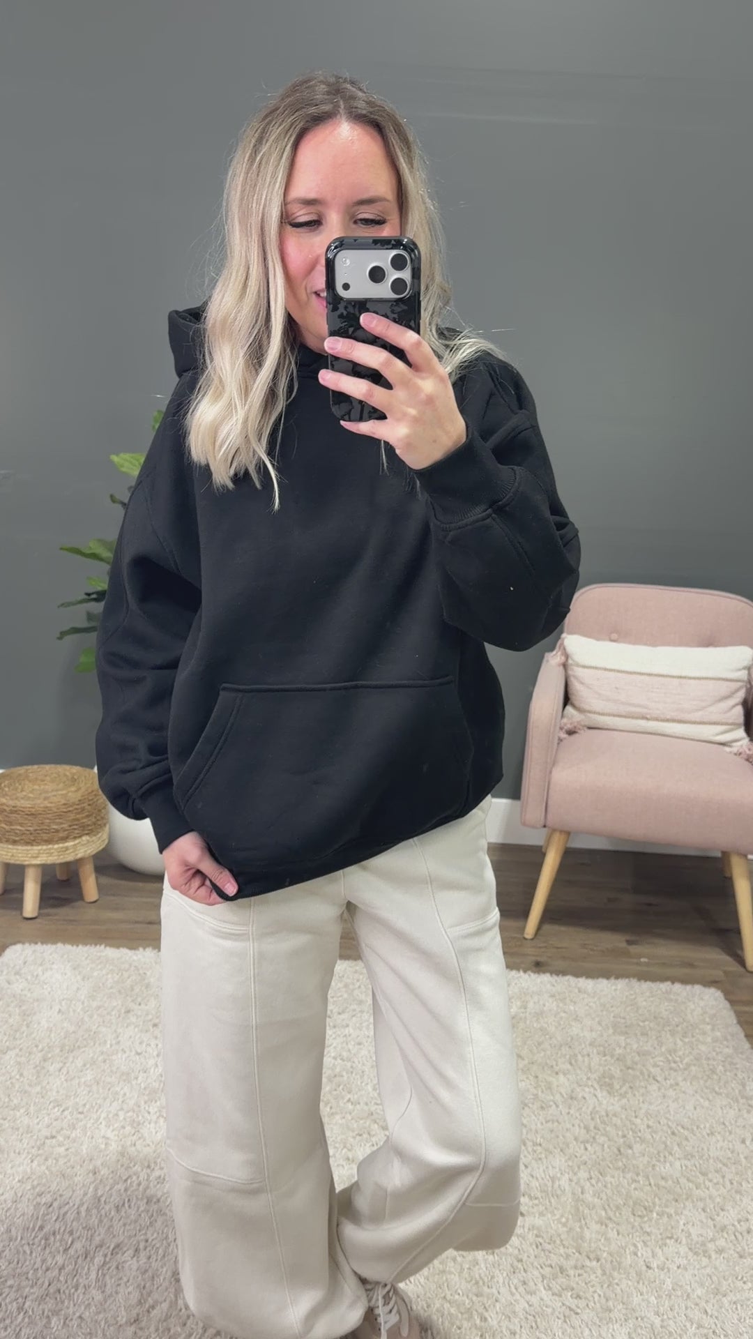 Rae Mode Fleece Oversized Hoodie - Black Rae Mode