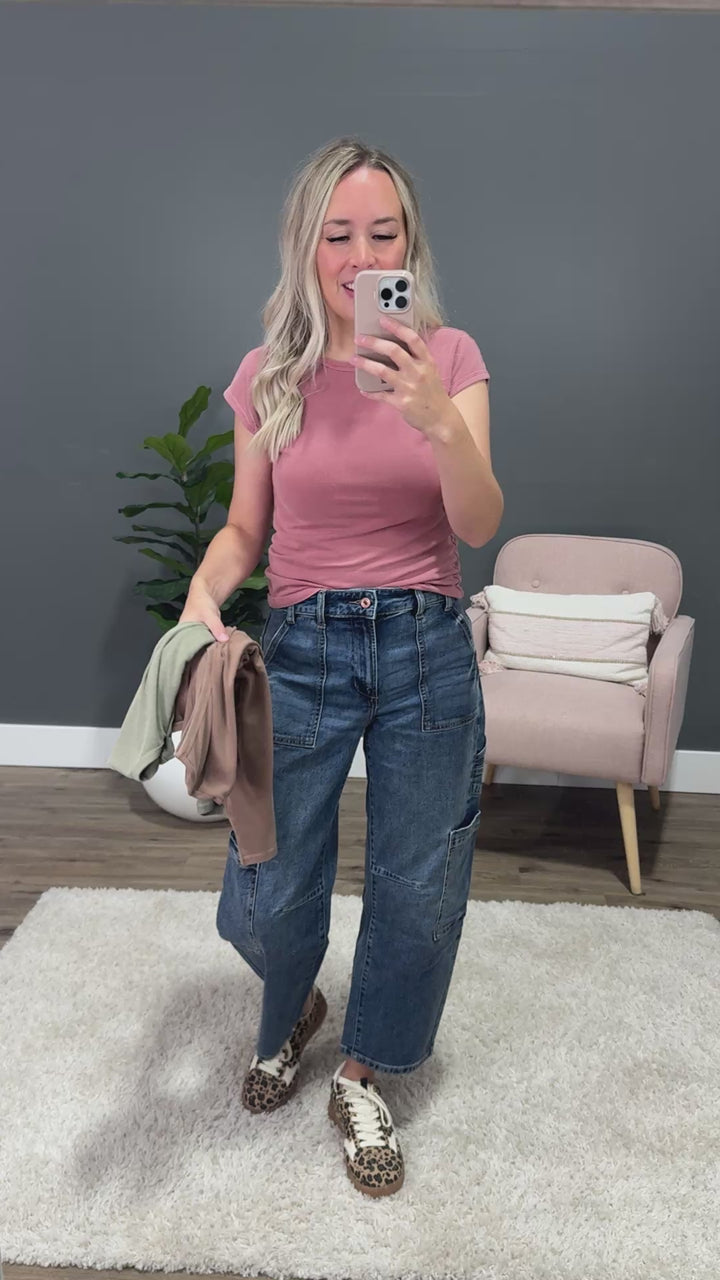 Piper Cap Sleeve Ribbed Top - Dark Taupe Be Cool