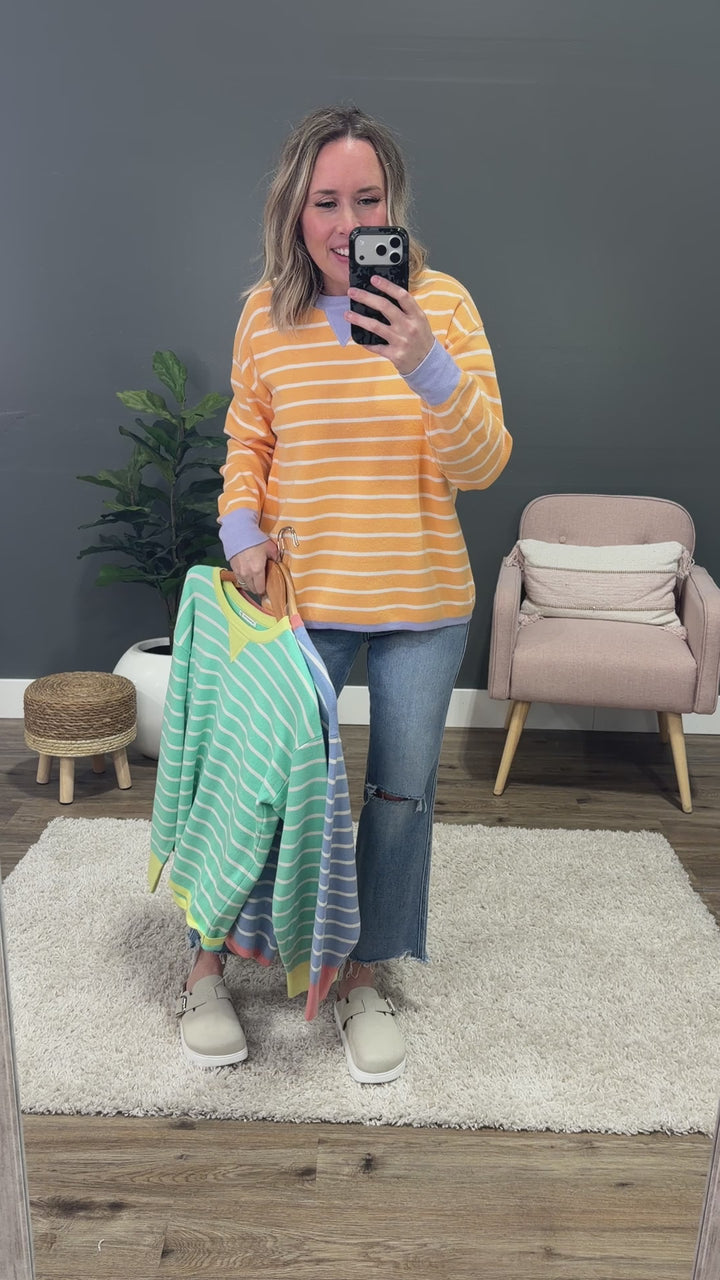 Charlotte Contrast Striped Sweater - Mint Staccato