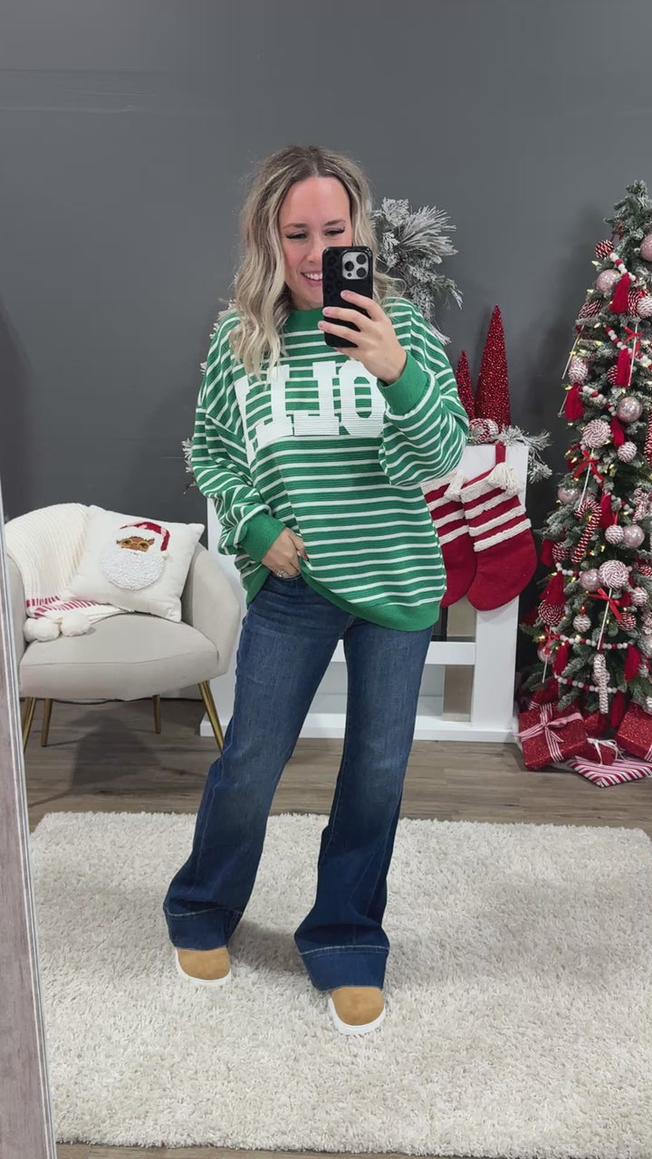NEW! Jolly Striped Cloud Knit Top - Green Tres Bien