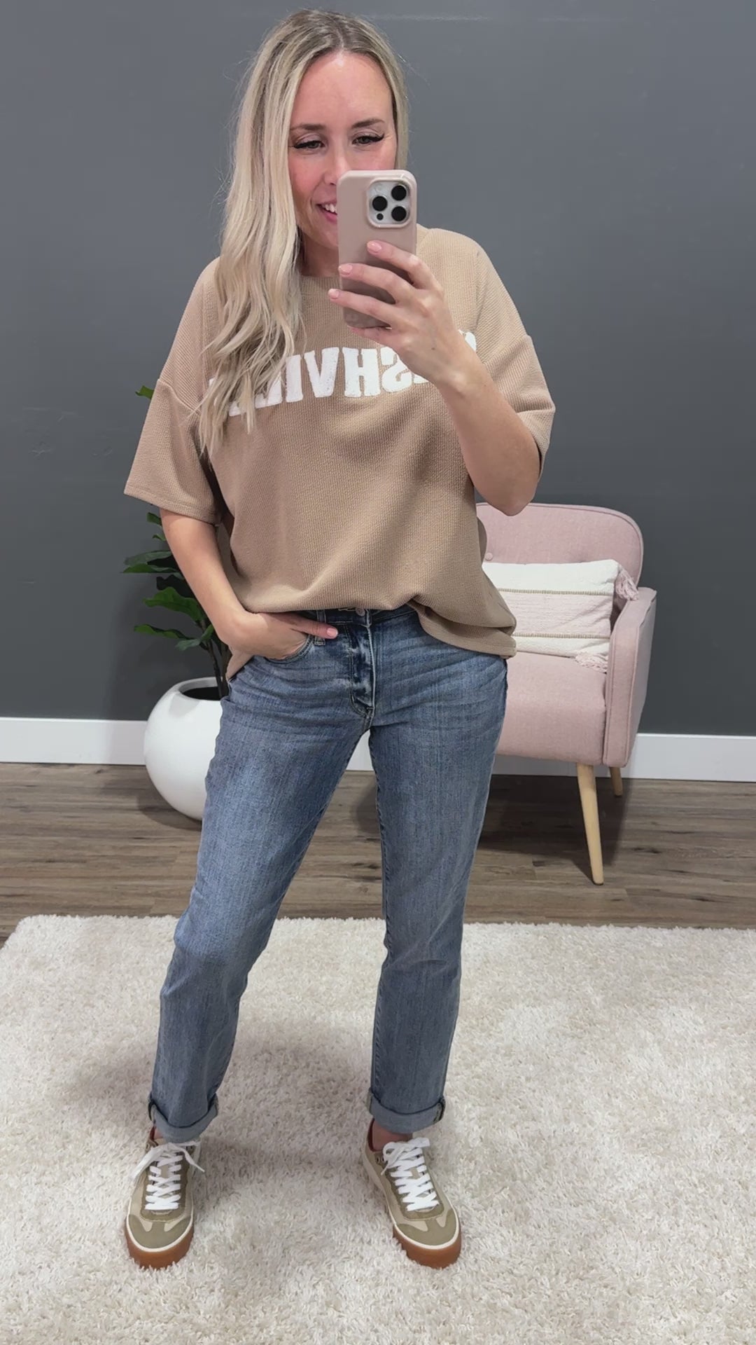 Nashville Ribbed Taupe Top