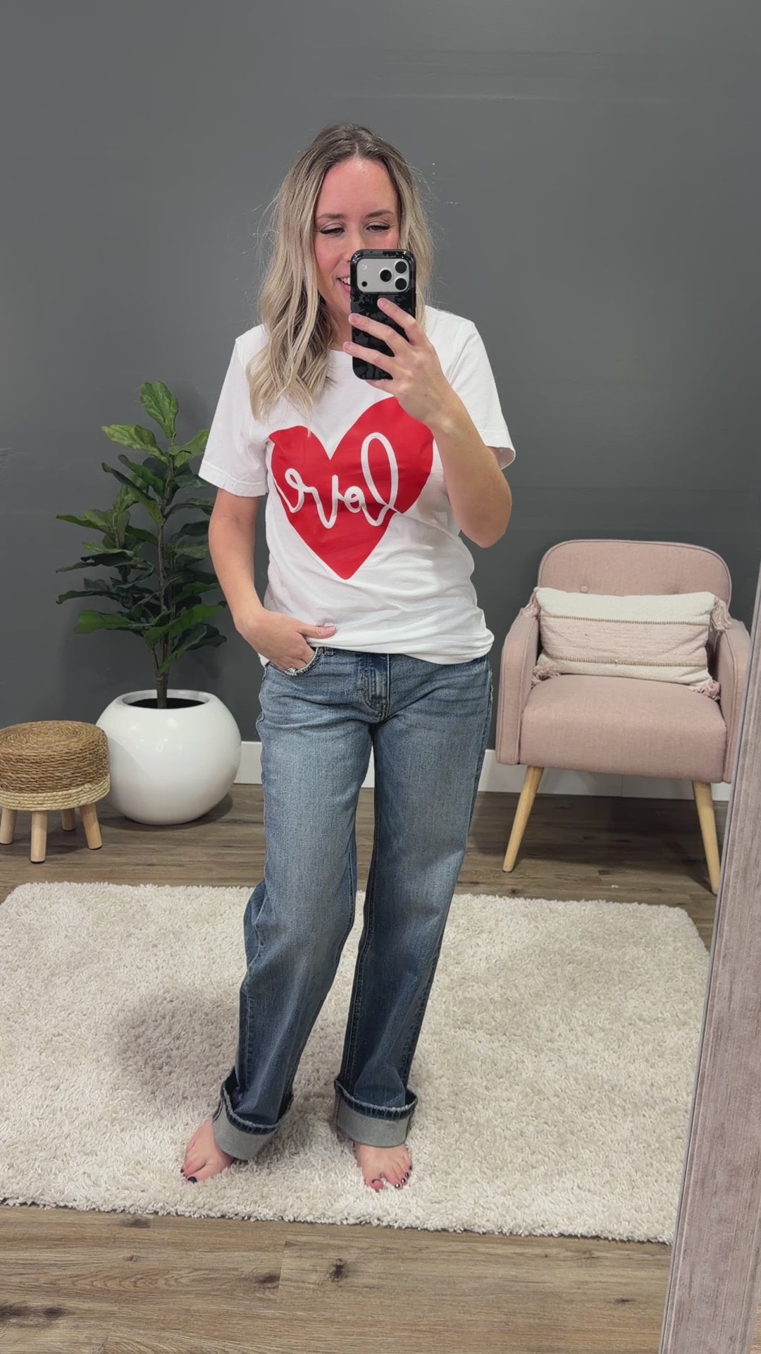 NEW! Love Red Heart White Tee Kissed Apparel
