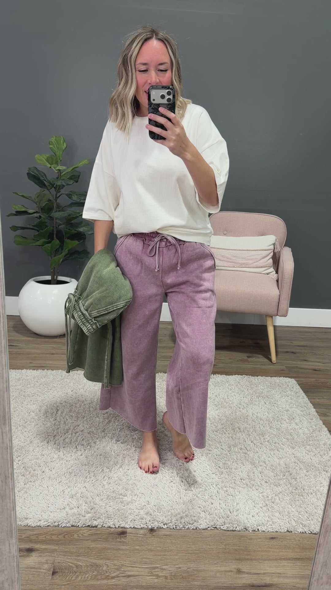 NEW! Cropped Wide Leg Comfy Pants - Light Olive Zenana