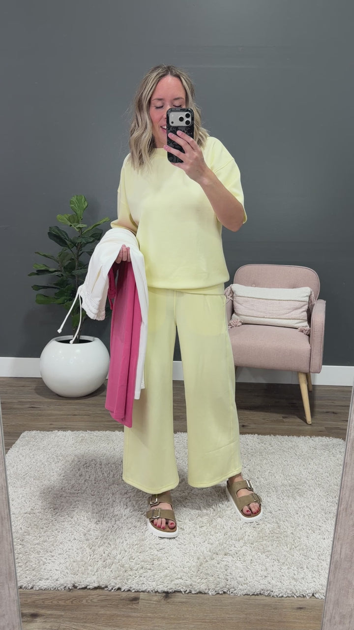 NEW! Kendall Scuba Fabric Wide Leg Pants - Cream