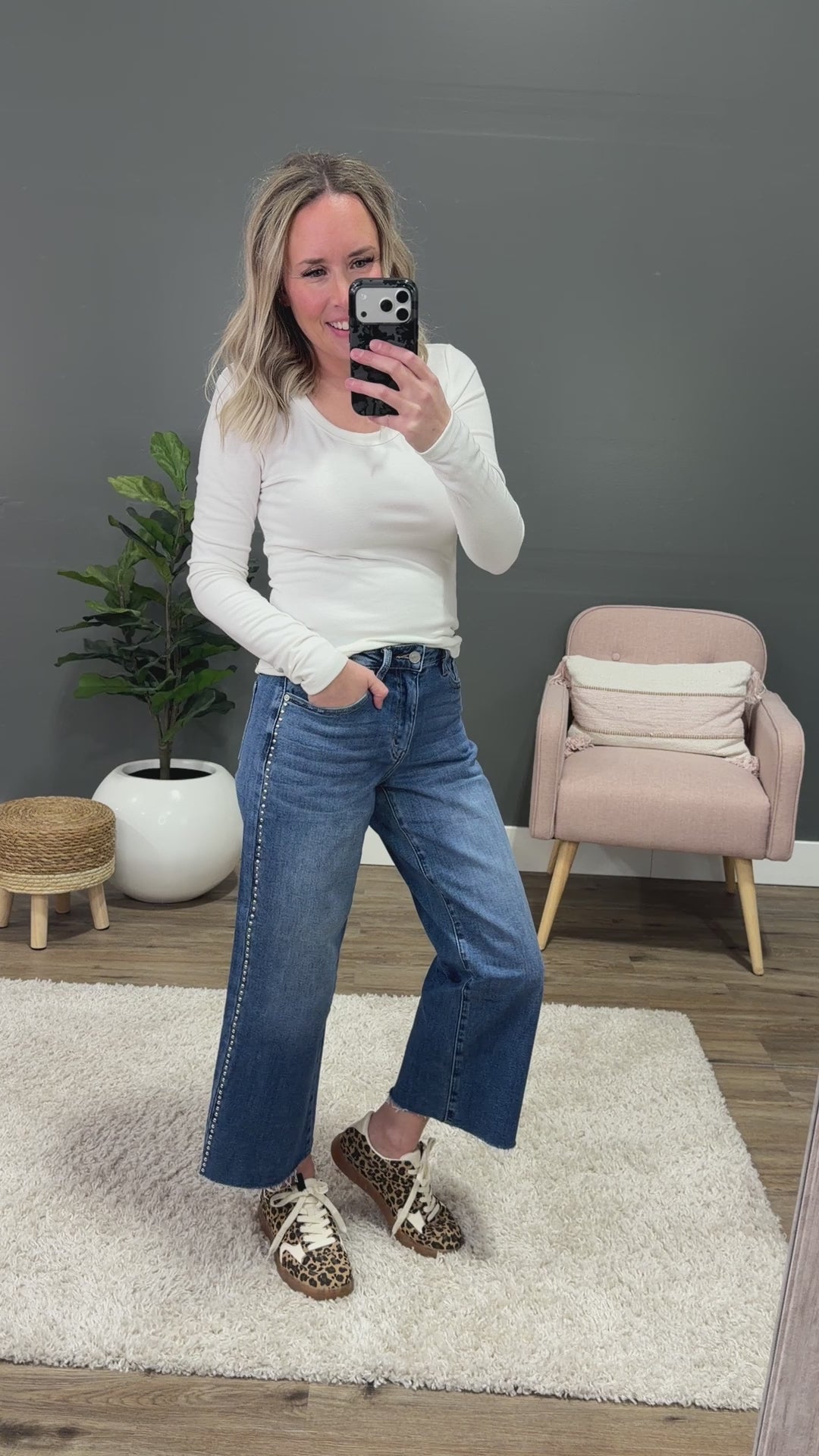 NEW! KanCan Raelynn Studded Wide Leg Jeans