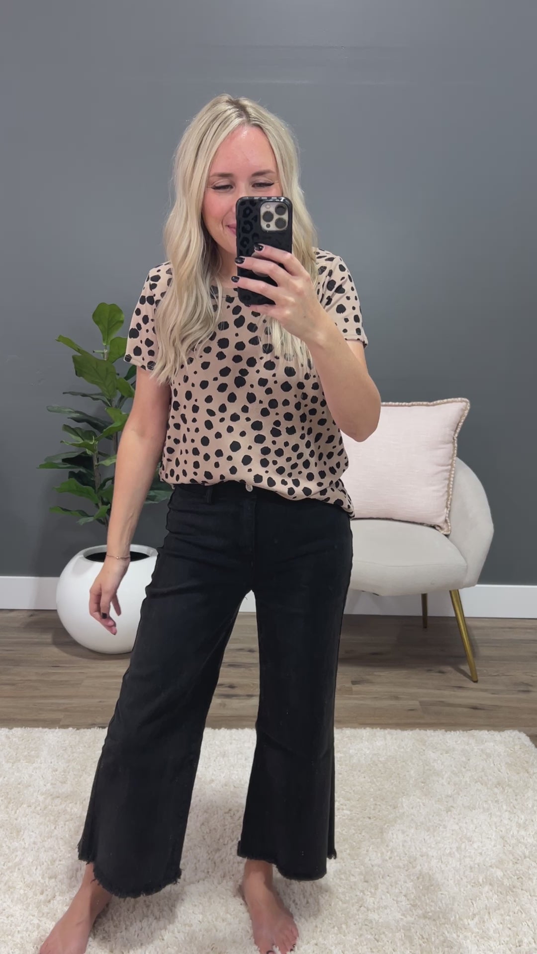 Marcie Taupe Animal Print Top