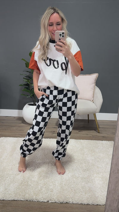 NEW! Ampersand Ave Black Jack Checkered Joggers