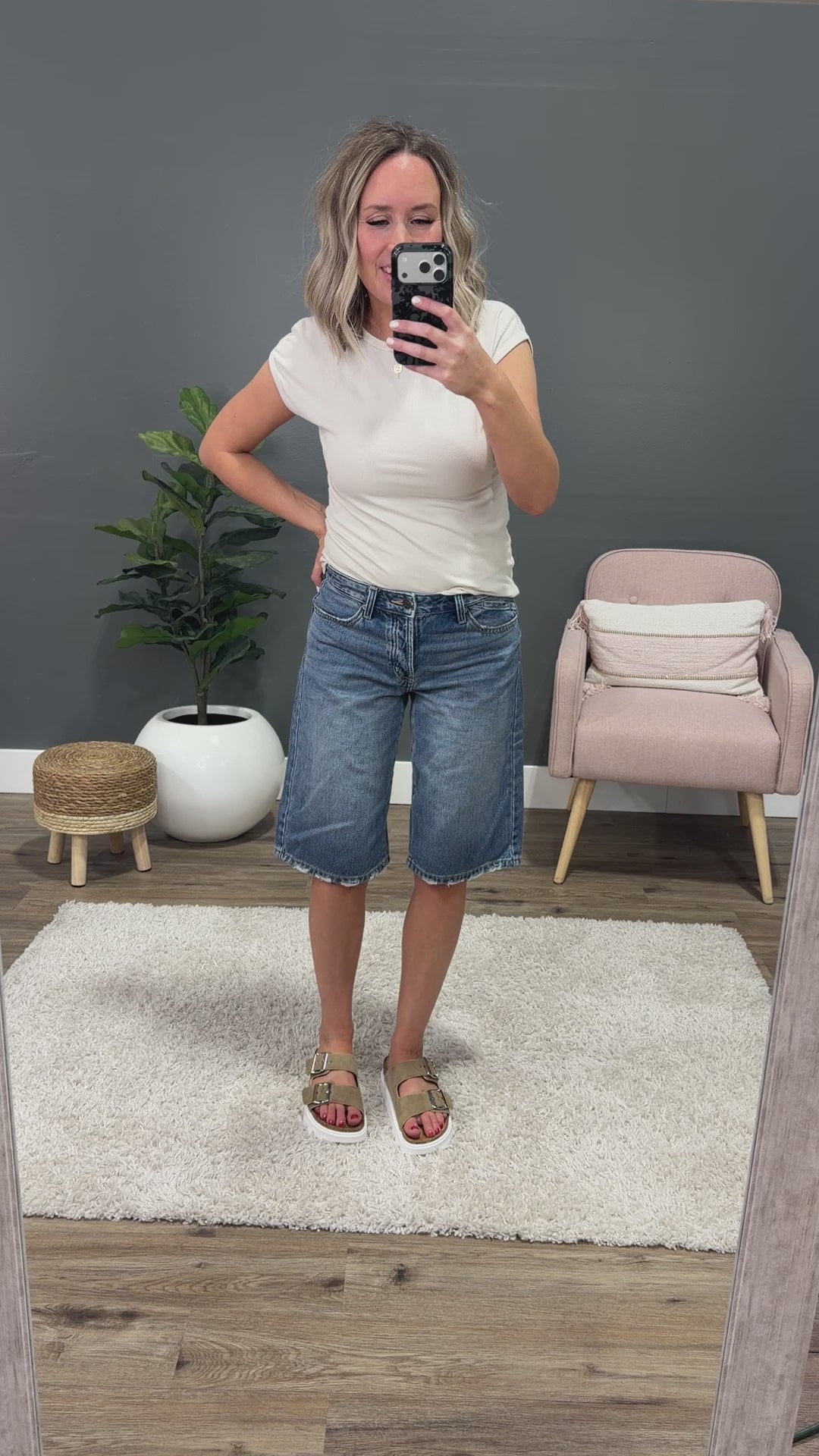 KanCan Penelope Slung Baggy Jean Shorts KanCan