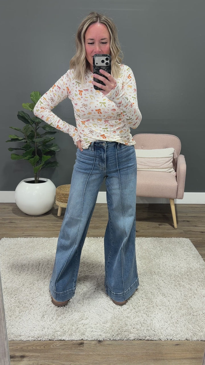 NEW! Judy Blue Hattie Front Seam Wide Leg Jeans - Short, Regular and Long Judy Blue