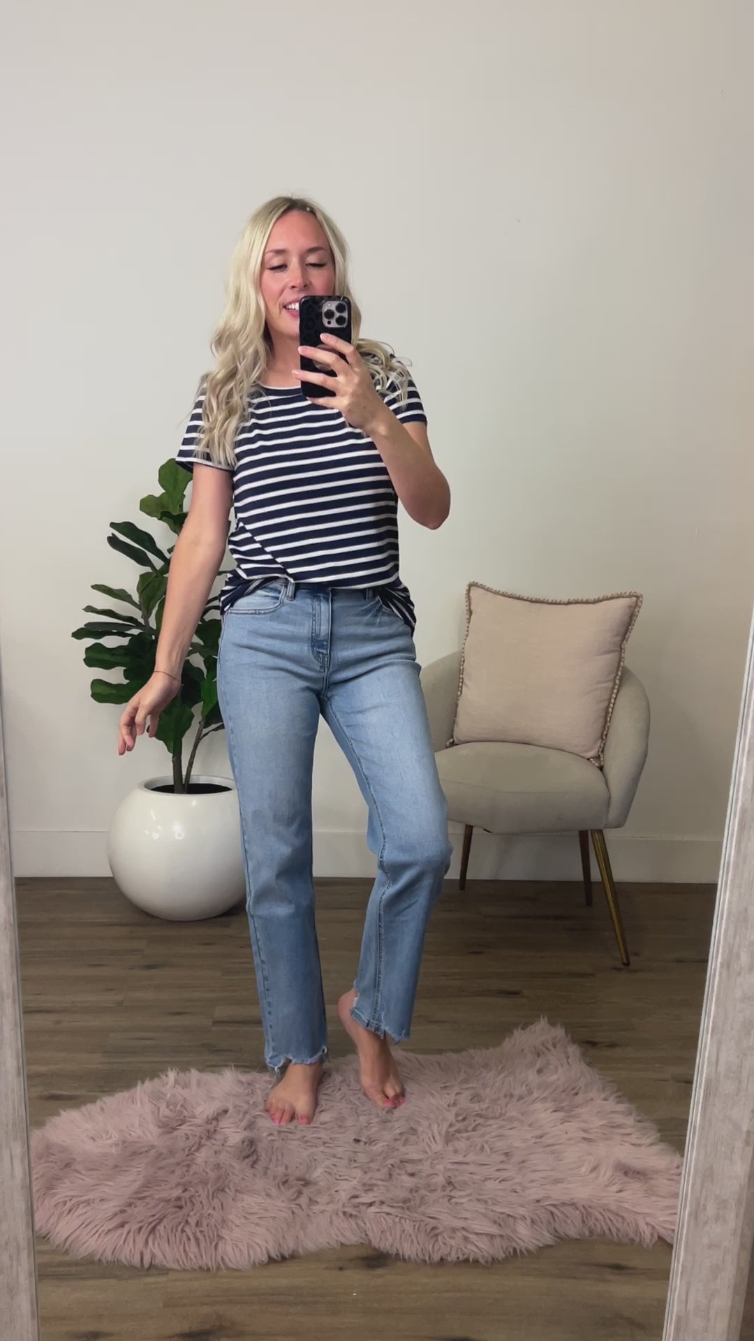 Ashton Striped Top - Navy