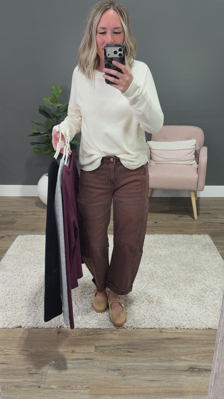 NEW! Julia Waffle Brushed Knit Top - Black Hyfve